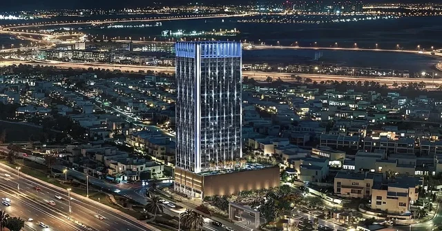 House and surroundings; view