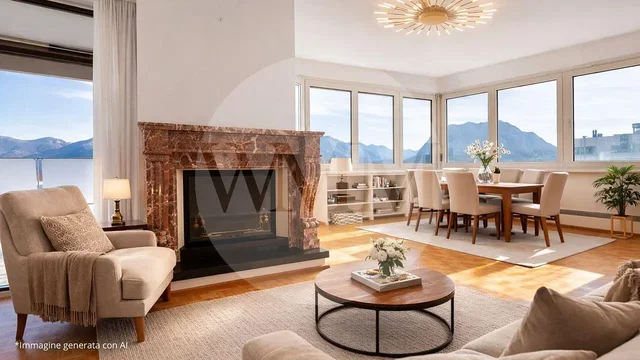 Oturma odası; manzara, şömine, doğal ışık, modern stil