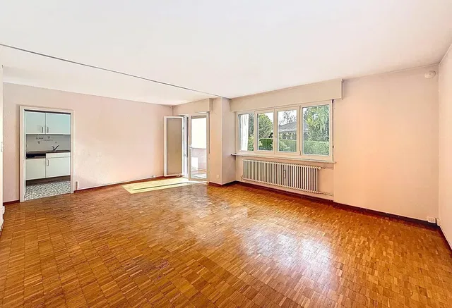 Living room; wood floor, natural light, view