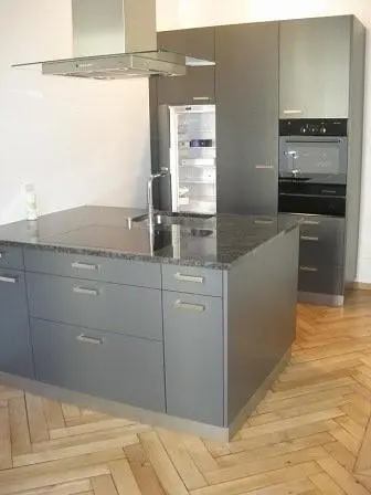 Cucina; elettrodomestici, pavimento in legno, ristrutturato, luce naturale