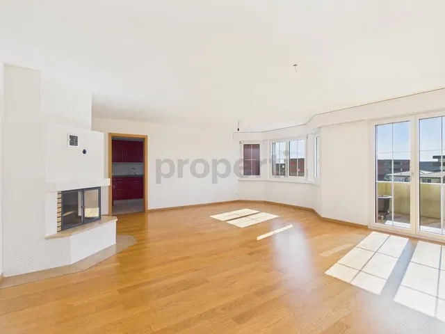 Living room; fireplace, wood floor, natural light