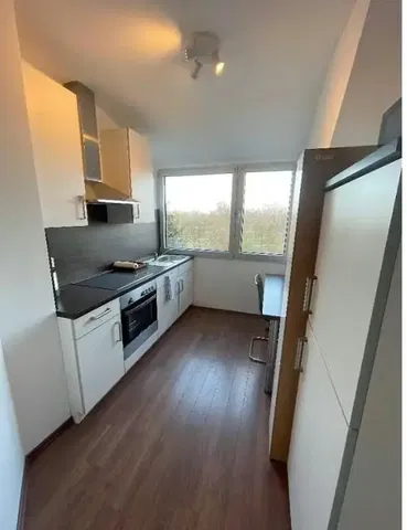 Cucina; elettrodomestici, vista, pavimento in legno, luce naturale