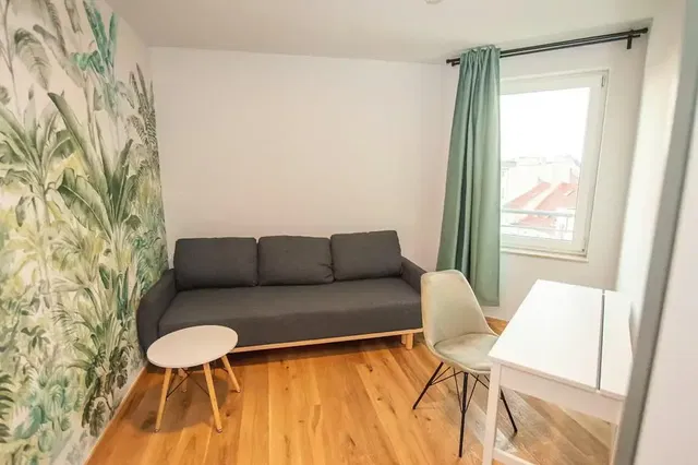 Living room; wood floor, natural light, modern style