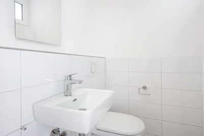 Toilette; pavimento in piastrelle, ristrutturato, luce naturale