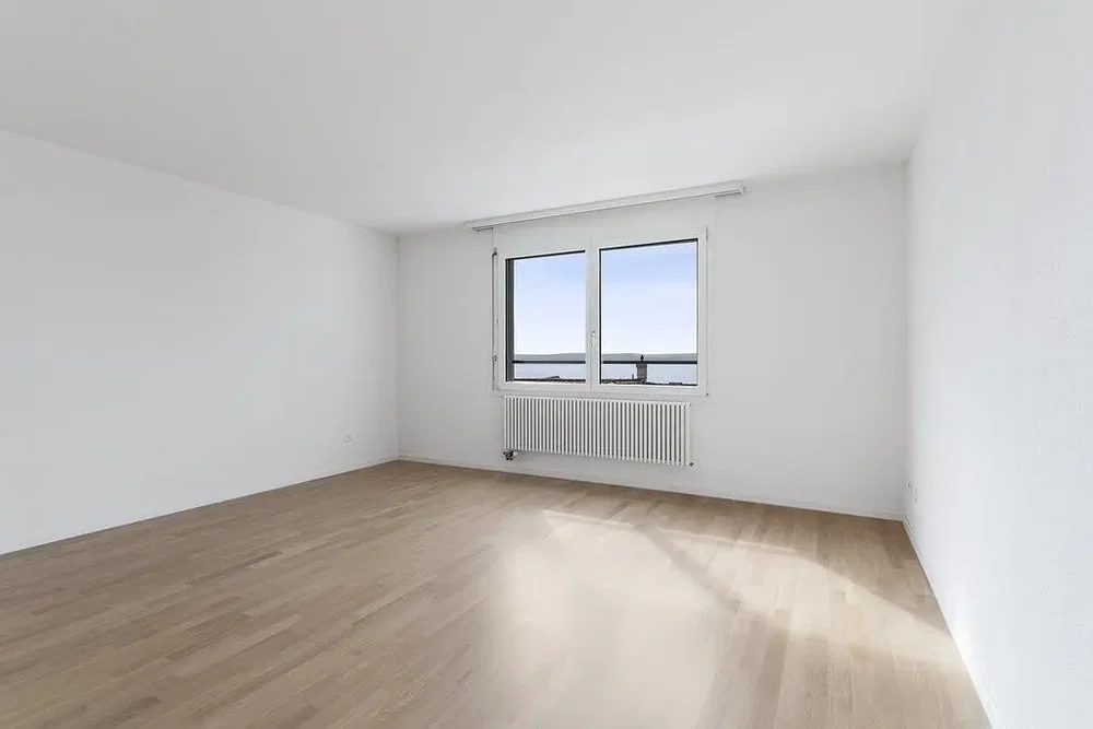 Wohnzimmer; blick, holzboden, tageslicht