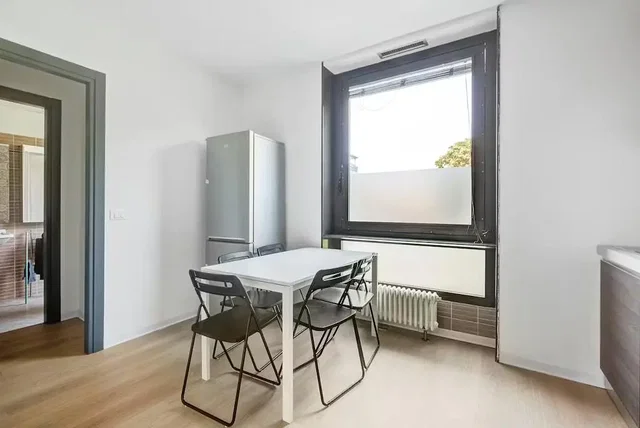 Dining room; natural light, wood floor