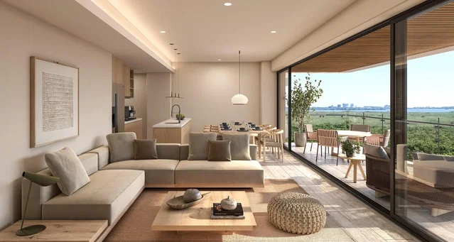 Living room; view, natural light, modern style