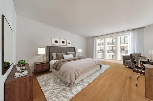 Υπνοδωμάτιο; φυσικό φως, ξύλινο πάτωμα, μοντέρνο στυλ