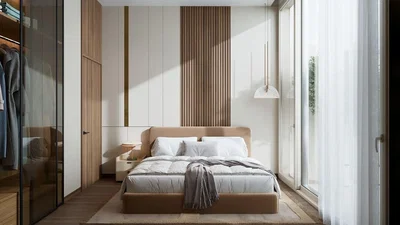 Yatak odası; doğal ışık, modern stil