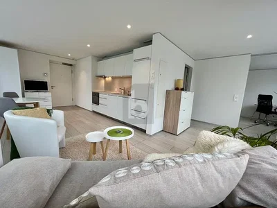 Wohnzimmer; tageslicht, moderner stil, holzboden