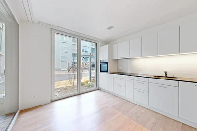 Küche; küchengeräte, blick, tageslicht, moderner stil, renoviert