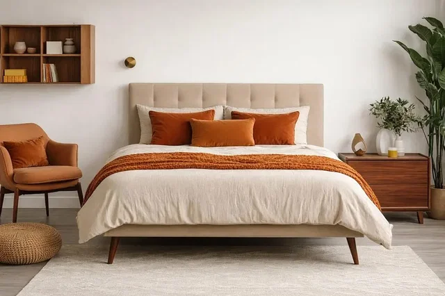 Schlafzimmer; moderner stil, holzboden, tageslicht