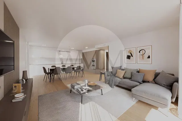 Wohnzimmer; tageslicht, moderner stil, holzboden