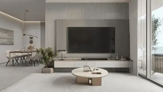 غرفة معيشة; ضوء طبيعي, أسلوب عصري, أرضية من البلاط