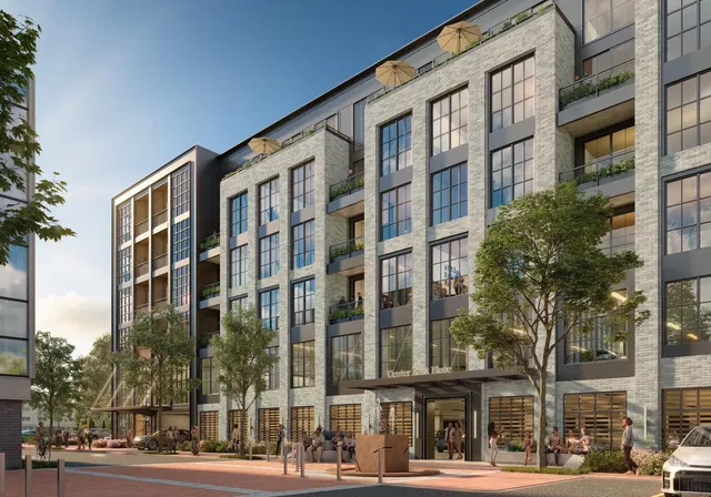 House and surroundings; view