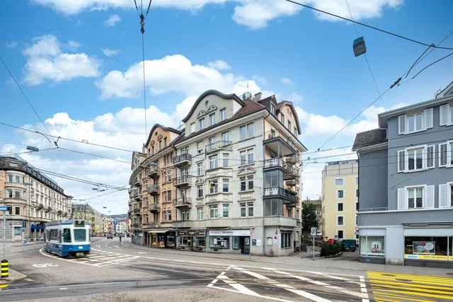 House and surroundings; view