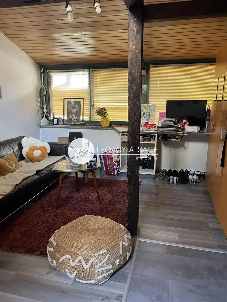 Oturma odası; ahşap kirişler, ahşap zemin, fayans zemin, doğal ışık, modern stil