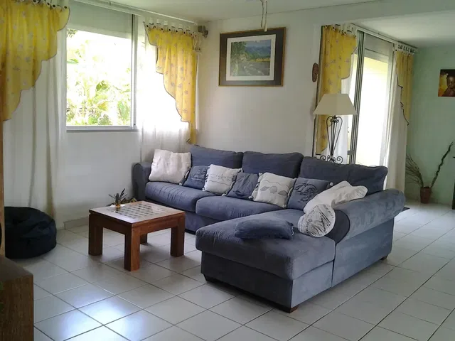 Living room; tile floor, natural light, modern style, view