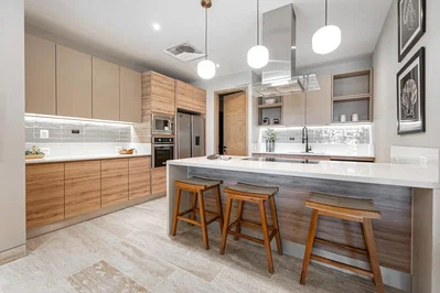 Mutfak; mutfak aletleri, doğal ışık, modern stil, tadilatlı