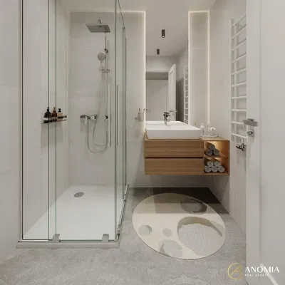 Salle de bain; carrelage, lumière naturelle, style moderne, rénové