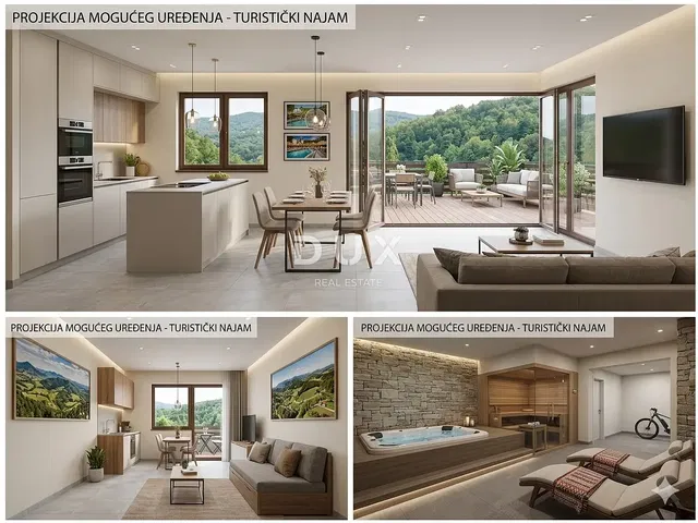 Cuisine; vue, électroménager, lumière naturelle, style moderne