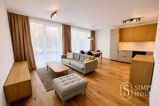 Soggiorno; vista, pavimento in legno, luce naturale, stile moderno