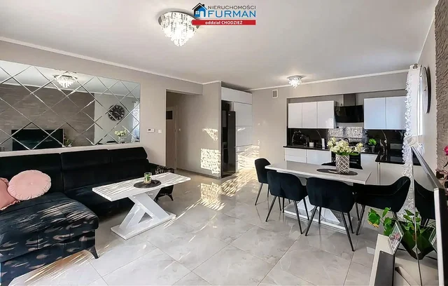 Wohnzimmer; küchengeräte, tageslicht, moderner stil, fliesenboden