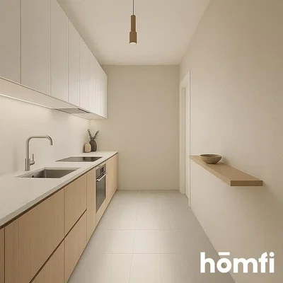 مطبخ; أجهزة المطبخ, أرضية من البلاط, ضوء طبيعي, أسلوب عصري