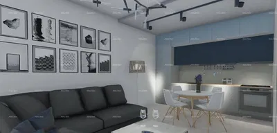 Dnevni boravak; moderan stil, kućanski aparati