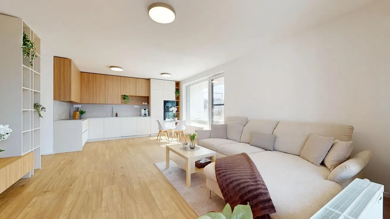 Wohnzimmer; tageslicht, holzboden, moderner stil