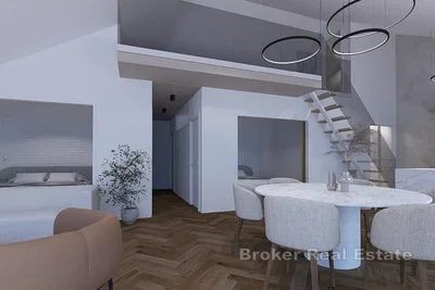 Dnevna soba; drveni pod, moderni stil, prirodno svjetlo, renoviran