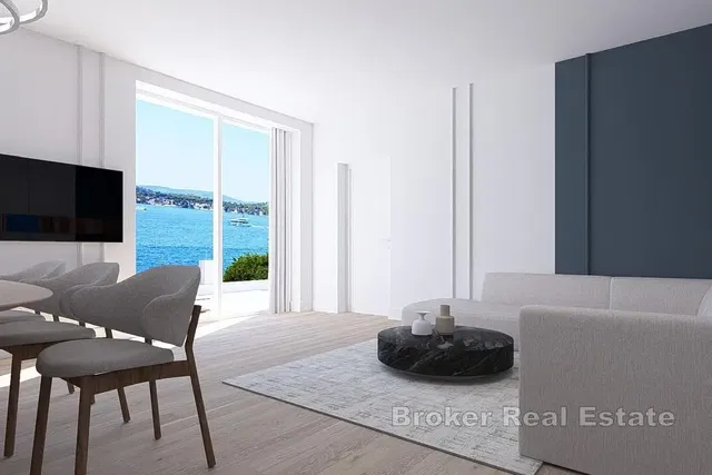 Living room; view, wood floor, natural light, modern style