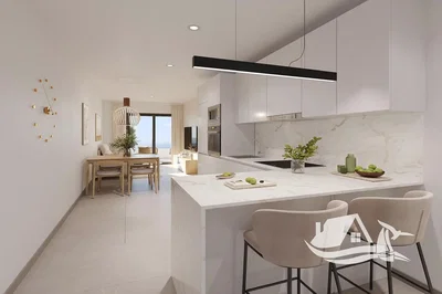 Küche; blick, tageslicht, moderner stil, fliesenboden