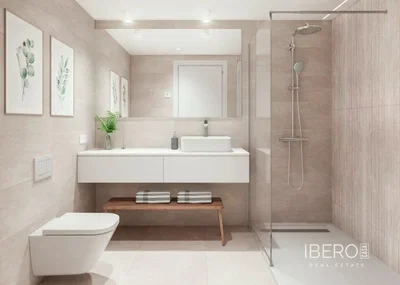 Banyo; fayans zemin, tadilatlı, doğal ışık, modern stil