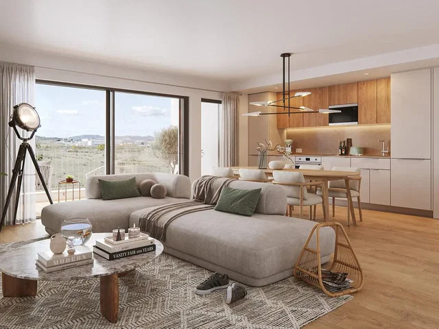 Wohnzimmer; blick, holzboden, tageslicht, moderner stil