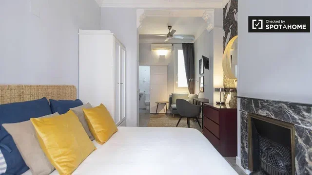 Bedroom; fireplace, natural light