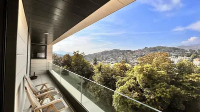 Balkon; blick, fliesenboden