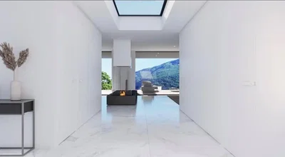 Salon; vue, cheminée, lumière naturelle