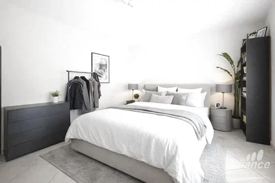 Dormitorio; luz natural, estilo moderno, suelo de baldosas
