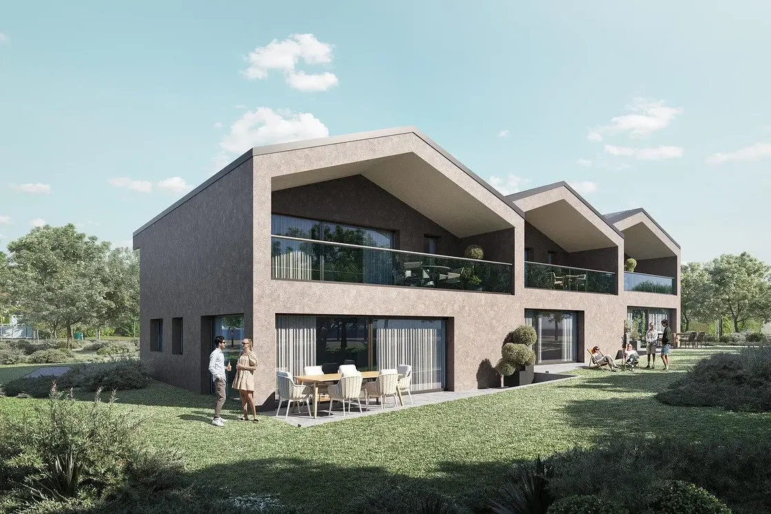 Haus und umgebung; blick, tageslicht, moderner stil