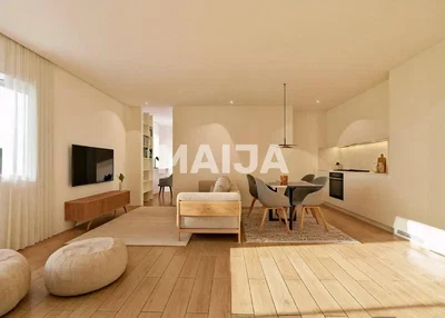 غرفة معيشة; ضوء طبيعي, أسلوب عصري, أرضية خشبية, أجهزة المطبخ