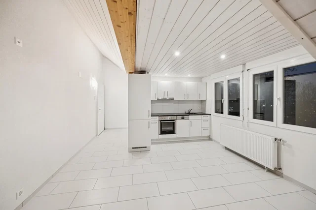 Cozinha; chão de azulejo, eletrodomésticos, luz natural