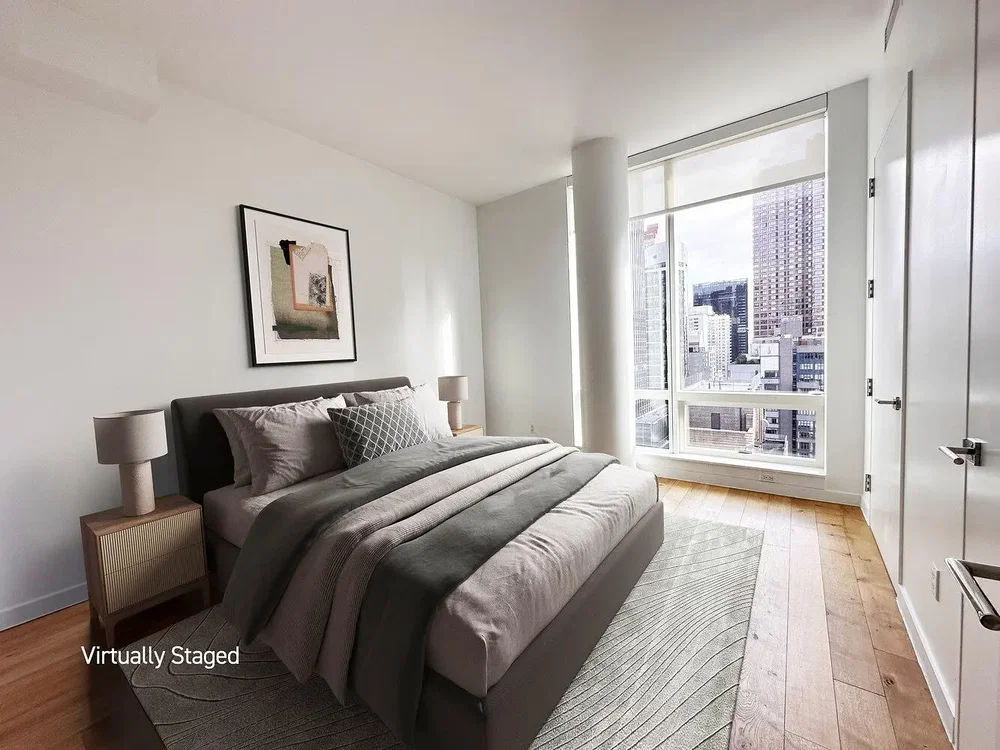 Chambre; vue, parquet, lumière naturelle, style moderne