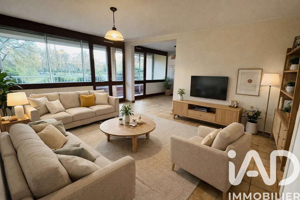 Oturma odası; manzara, doğal ışık, modern stil, fayans zemin