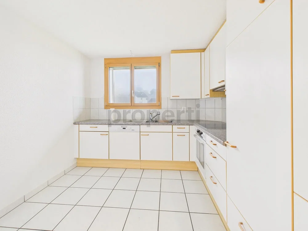 Cucina; pavimento in piastrelle, elettrodomestici, ristrutturato, luce naturale