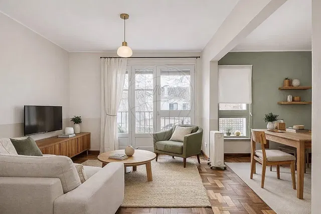 Salon; lumière naturelle, style moderne, parquet