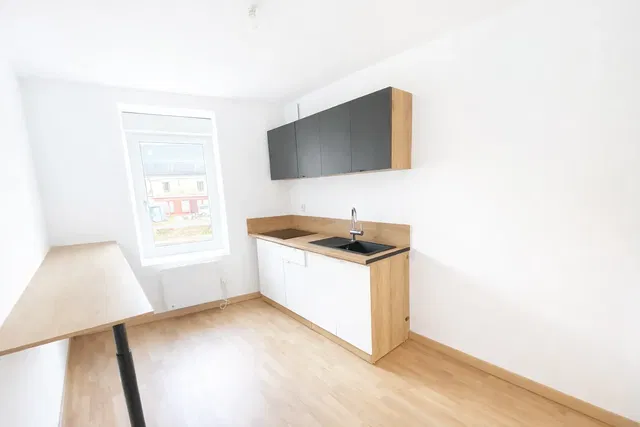 Kitchen; view, wood floor, natural light, modern style