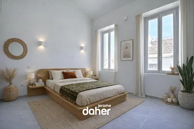 Yatak odası; doğal ışık, modern stil, fayans zemin