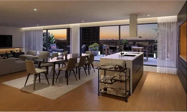 Wohnzimmer; blick, holzboden, tageslicht, moderner stil