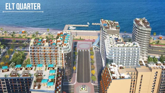 House and surroundings; view